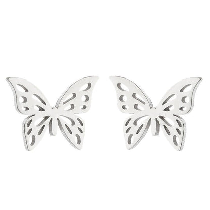 Women's Simple Style Butterfly Stainless Steel No Inlaid Ear Studs Plating Stainless Steel Earrings