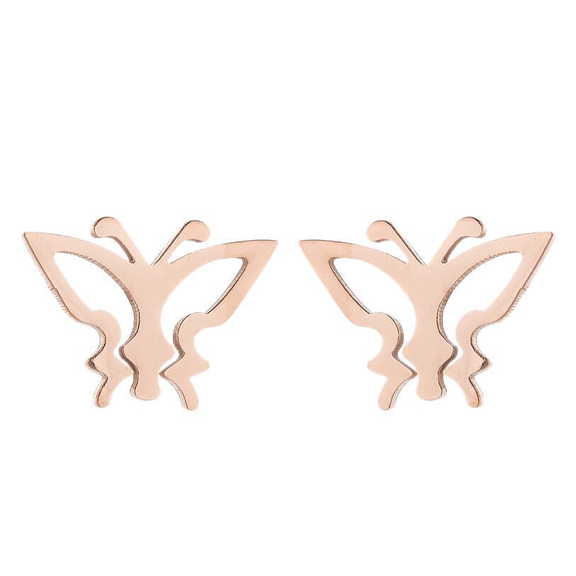 Women's Simple Style Butterfly Stainless Steel No Inlaid Ear Studs Plating Stainless Steel Earrings