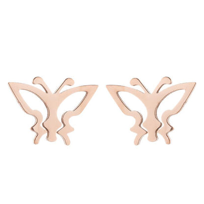 Women's Simple Style Butterfly Stainless Steel No Inlaid Ear Studs Plating Stainless Steel Earrings