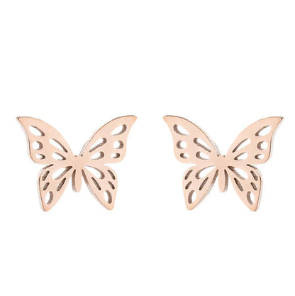 Women's Simple Style Butterfly Stainless Steel No Inlaid Ear Studs Plating Stainless Steel Earrings