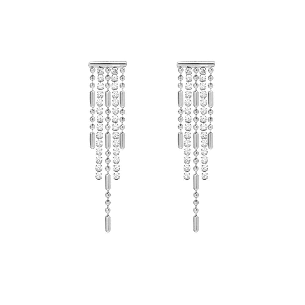 Women's Fashion Tassel Titanium Steel Earrings Ear Studs No Inlaid Stainless Steel Earrings