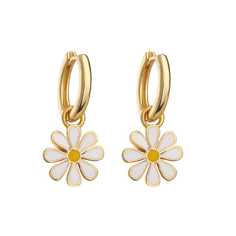 Women's Cute Fashion Flower Copper Artificial Gemstones Earrings Necklace