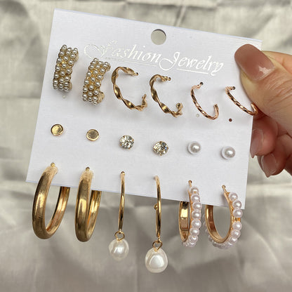 Fashion Geometric Cross Micro Inlay Metal Synthetics Artificial Pearls Rhinestones Earrings