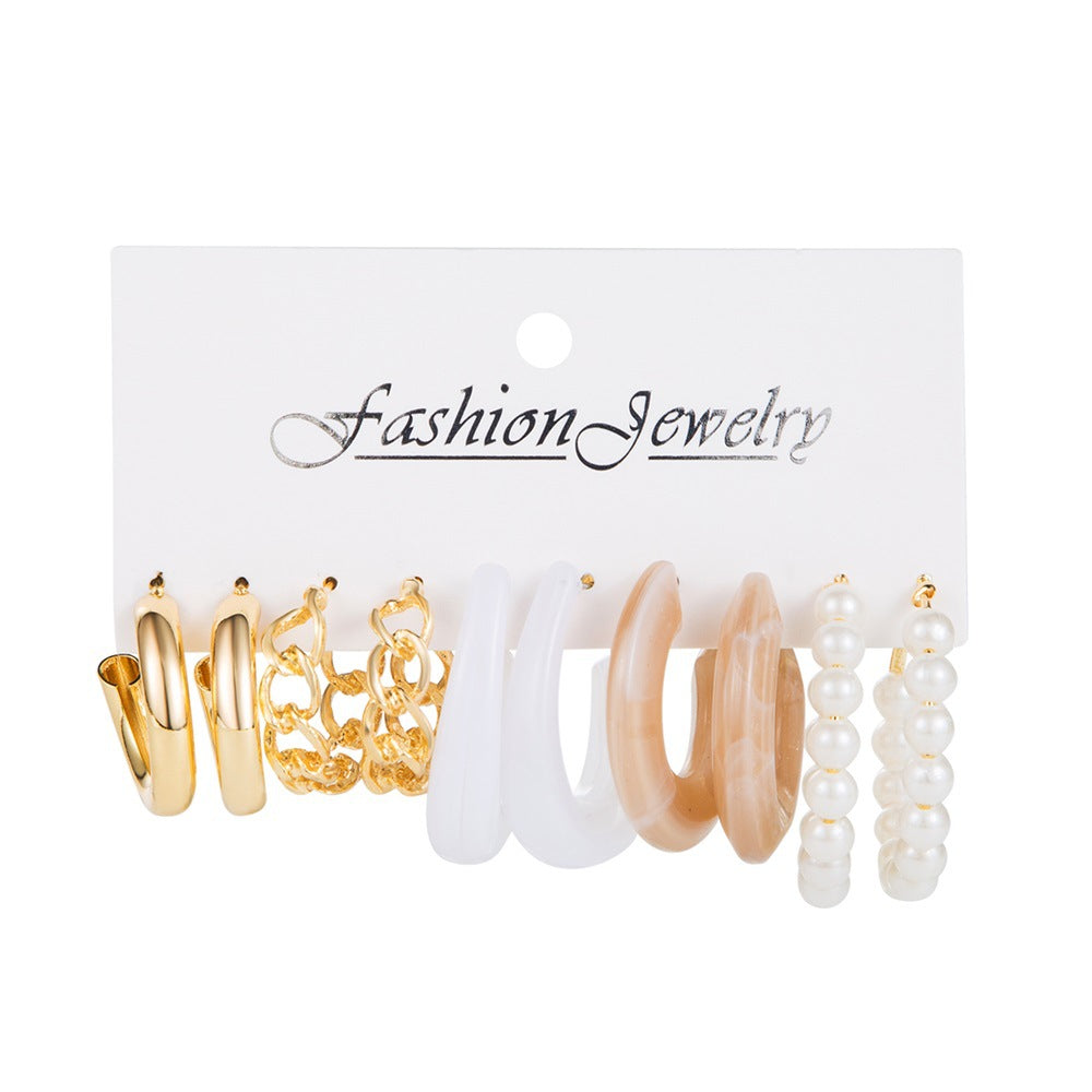 Fashion Geometric Cross Micro Inlay Metal Synthetics Artificial Pearls Rhinestones Earrings