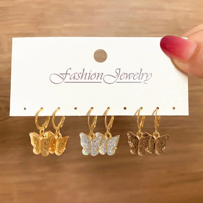 Unisex Fashion Geometric Butterfly Alloy Artificial Pearls Earrings Drop Earrings
