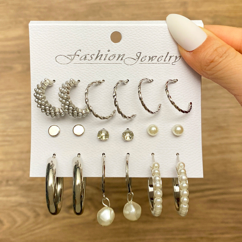 Europe And America Cross Border 5-piece Earrings Vintage Alloy Butterfly Snake Stud Earrings Creative Simple Acrylic Earrings Set