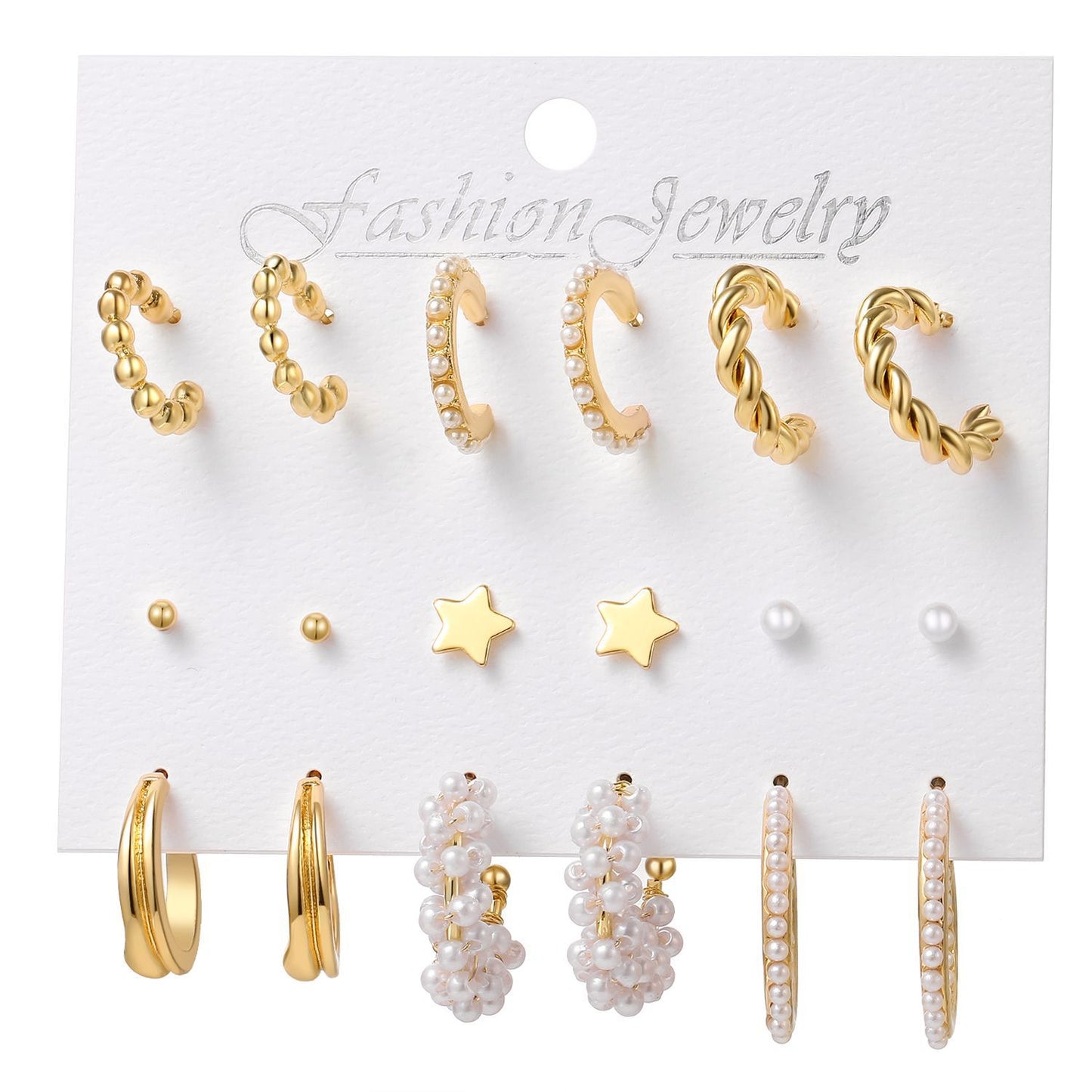 Europe And America Cross Border 5-piece Earrings Vintage Alloy Butterfly Snake Stud Earrings Creative Simple Acrylic Earrings Set