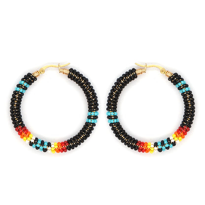 Bohemian Color Block Glass Handmade Earrings