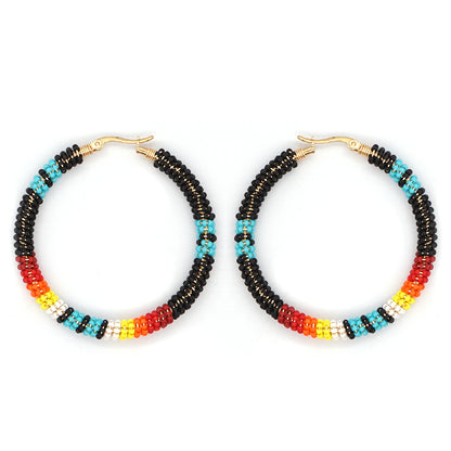 Bohemian Color Block Glass Handmade Earrings