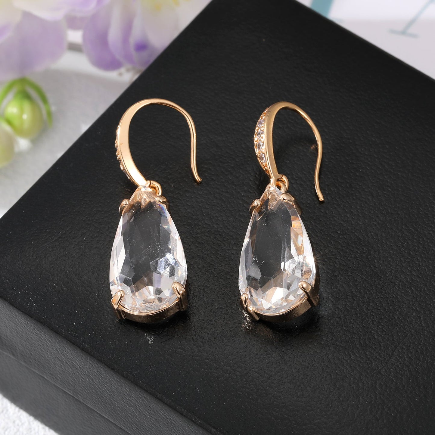 Women's Vintage Style Water Drop Alloy Earrings Inlaid Crystal Inlaid Zircon Artificial Crystal Zircon Earrings