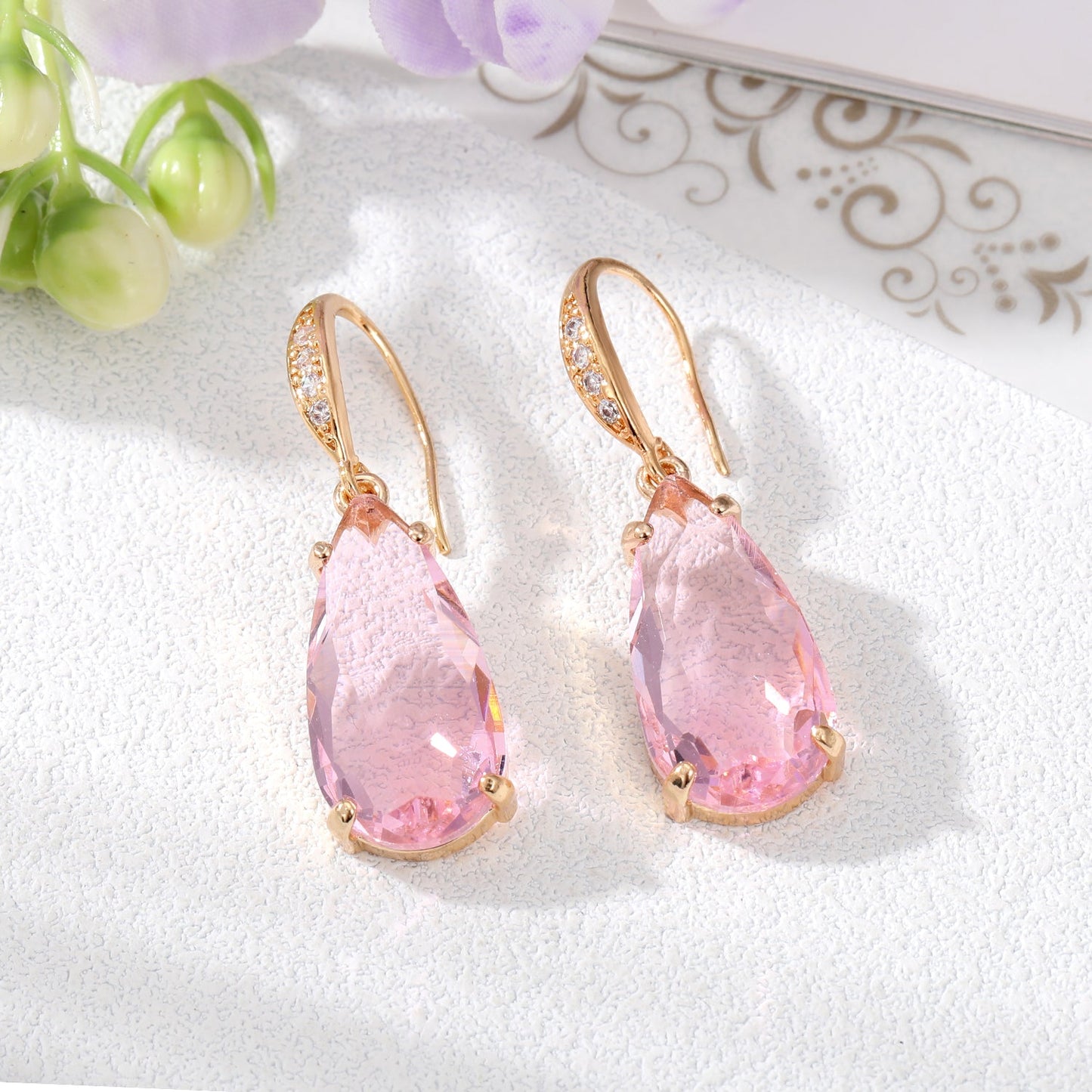 Women's Vintage Style Water Drop Alloy Earrings Inlaid Crystal Inlaid Zircon Artificial Crystal Zircon Earrings