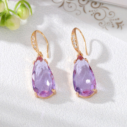 Women's Vintage Style Water Drop Alloy Earrings Inlaid Crystal Inlaid Zircon Artificial Crystal Zircon Earrings