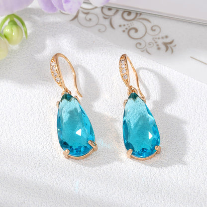 Women's Vintage Style Water Drop Alloy Earrings Inlaid Crystal Inlaid Zircon Artificial Crystal Zircon Earrings