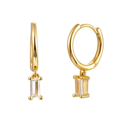 Women's Fashion Square Copper Earrings Inlaid Zircon Zircon Copper Earrings