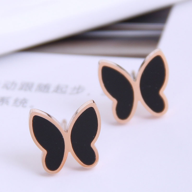 Sweet Butterfly Titanium Steel Ear Studs Plating Stainless Steel Earrings