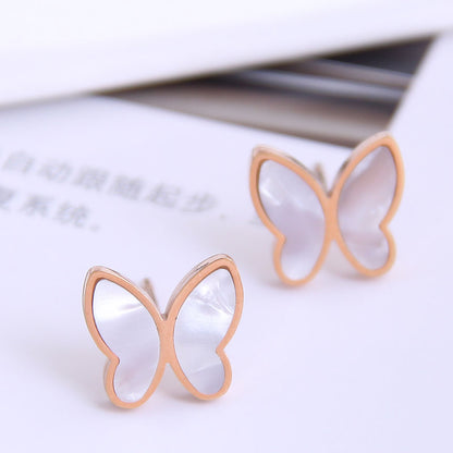 Sweet Butterfly Titanium Steel Ear Studs Plating Stainless Steel Earrings