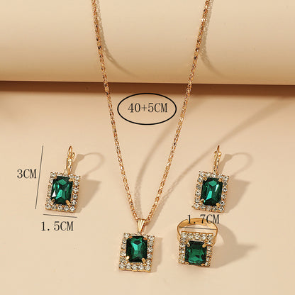 Classic Style Square Rhinestone Diamond Artificial Gemstones Artificial Rhinestones Women's Rings Earrings Necklace