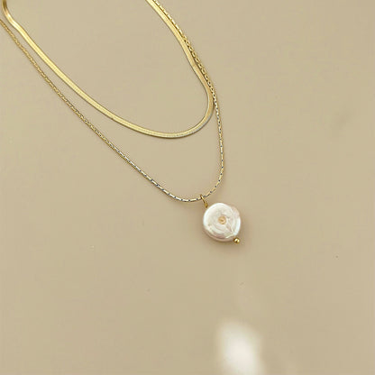 Women's Sweet Geometric Stainless Steel Necklace Pearl Plating Stainless Steel Necklaces