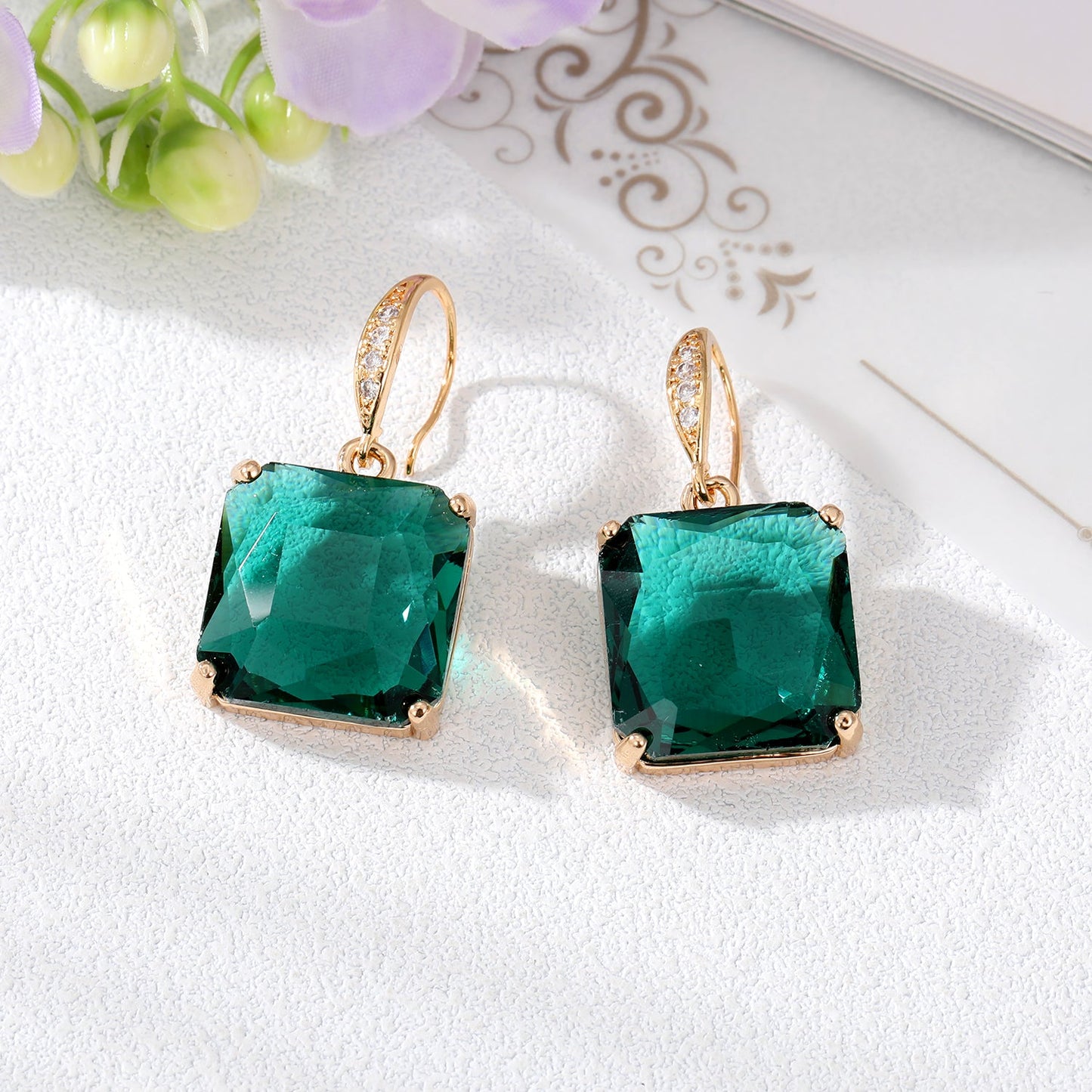 Women's Fashion Square Alloy Earrings Inlay Artificial Crystal Earrings