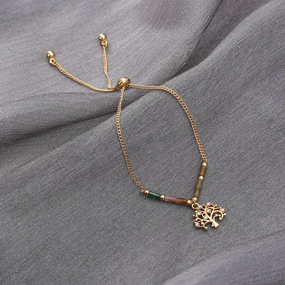 Simple Style Tree Copper Bracelets Pearl Zircon Copper Bracelets