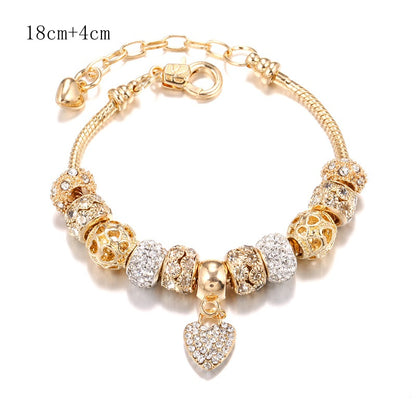 Luxurious Heart Shape Copper Inlay Rhinestone Bracelets