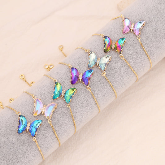Sweet Butterfly Copper Bracelets Butterfly Zircon Copper Bracelets