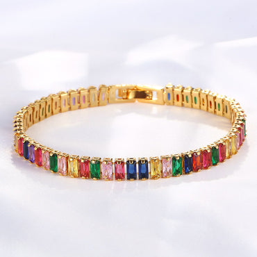 Fashion Rectangle Copper Bracelets Plating Inlaid Zircon Copper Bracelets