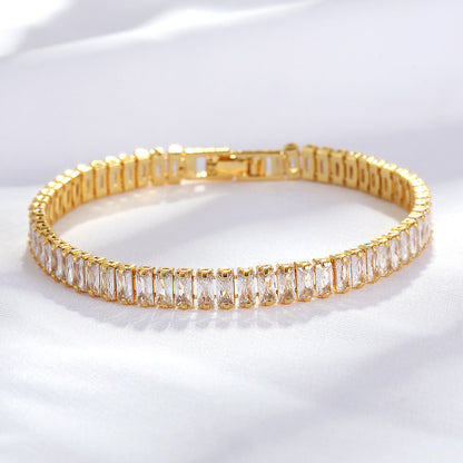 Fashion Rectangle Copper Bracelets Plating Inlaid Zircon Copper Bracelets