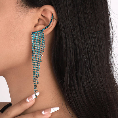 Simple Tassel Rhinestone Ear Needles Geometric New Long Earrings