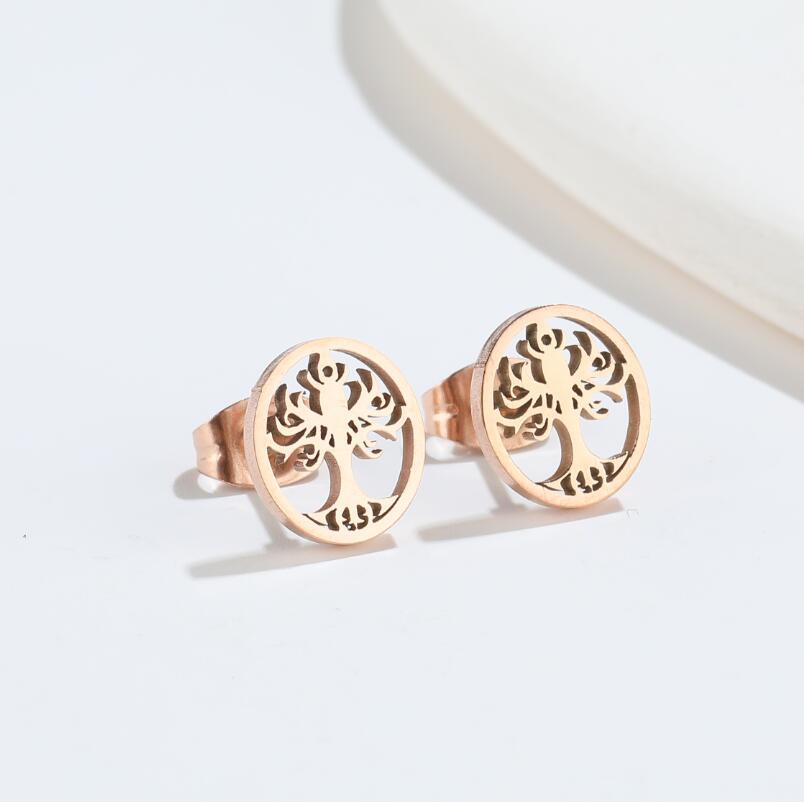 Simple Style Lucky Tree Titanium Steel Ear Studs Plating No Inlaid Stainless Steel Earrings