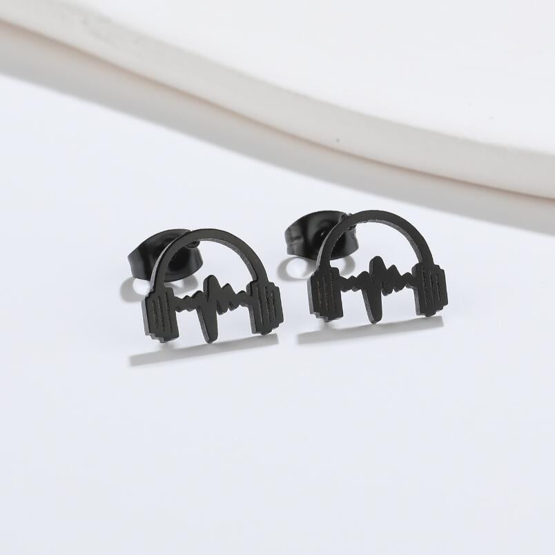 1 Pair Fashion Musical Instrument Titanium Steel Plating Ear Studs