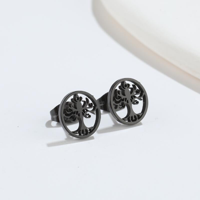 Simple Style Lucky Tree Titanium Steel Ear Studs Plating No Inlaid Stainless Steel Earrings