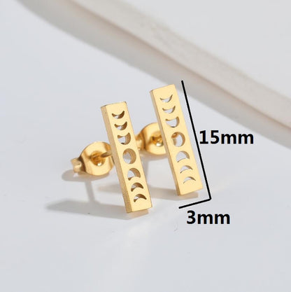 1 Pair Fashion Heart Shape Key Lightning Titanium Steel Plating Ear Studs