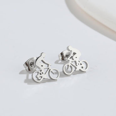 Original Design Bicycle Titanium Steel Ear Studs Plating No Inlaid Stainless Steel Earrings