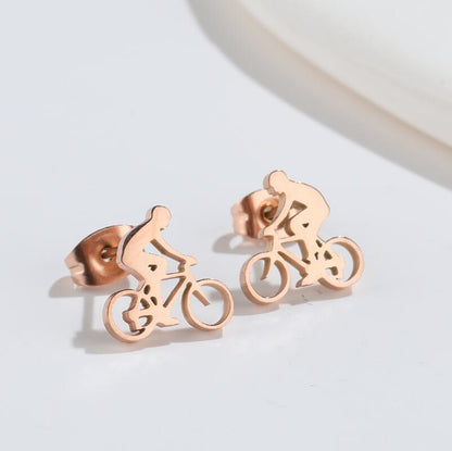 Original Design Bicycle Titanium Steel Ear Studs Plating No Inlaid Stainless Steel Earrings