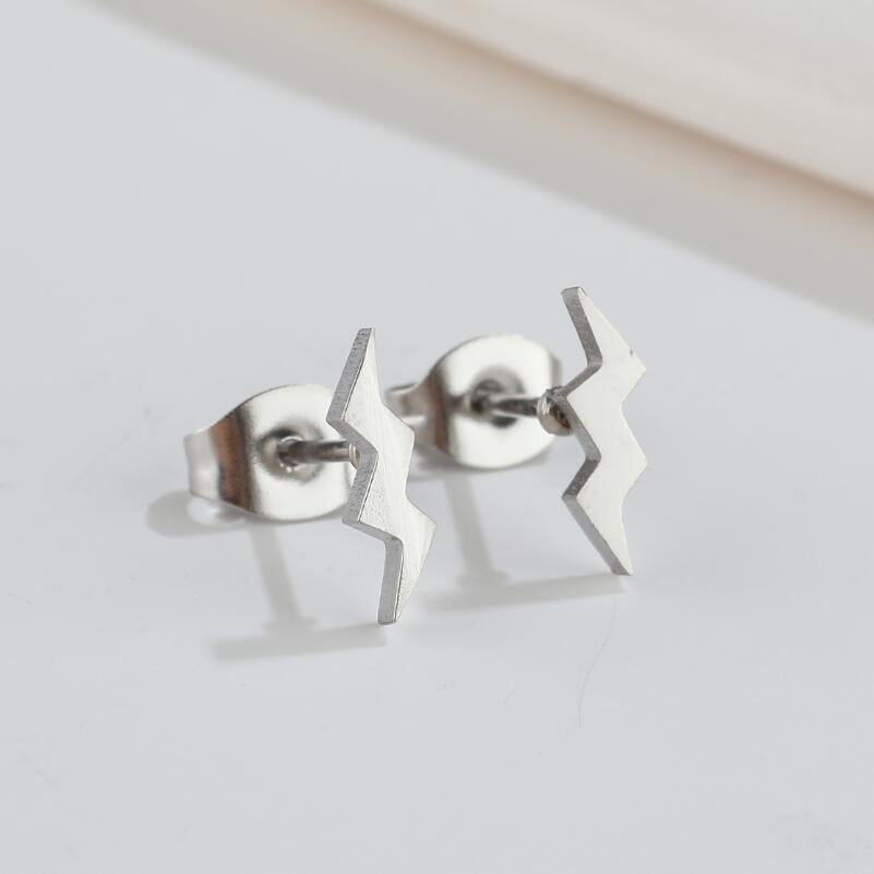 1 Pair Fashion Heart Shape Key Lightning Titanium Steel Plating Ear Studs