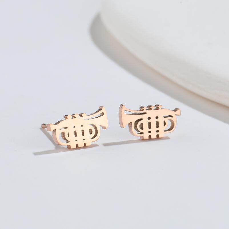 1 Pair Fashion Musical Instrument Titanium Steel Plating Ear Studs