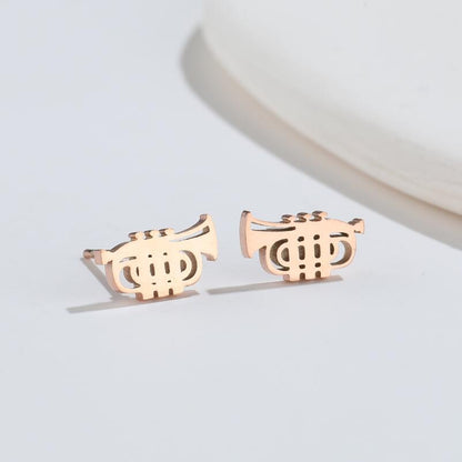 1 Pair Fashion Musical Instrument Titanium Steel Plating Ear Studs