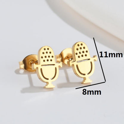 1 Pair Fashion Musical Instrument Titanium Steel Plating Ear Studs