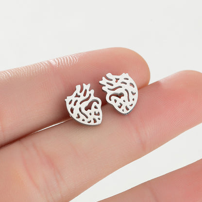 Simple Style Heart Titanium Steel Ear Studs Plating No Inlaid Stainless Steel Earrings