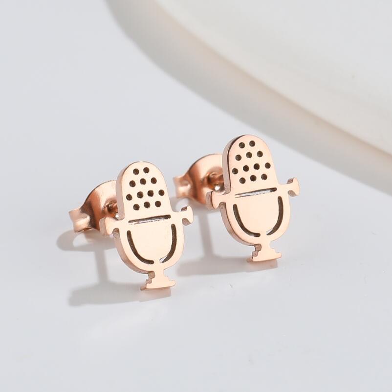 1 Pair Fashion Musical Instrument Titanium Steel Plating Ear Studs