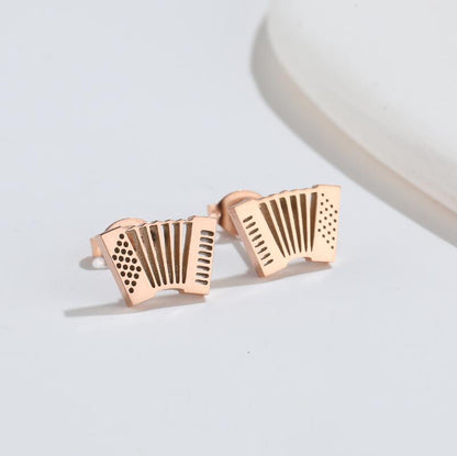 1 Pair Fashion Musical Instrument Titanium Steel Plating Ear Studs