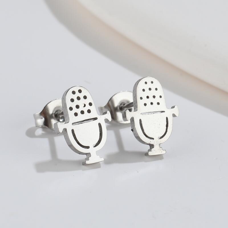 1 Pair Fashion Musical Instrument Titanium Steel Plating Ear Studs