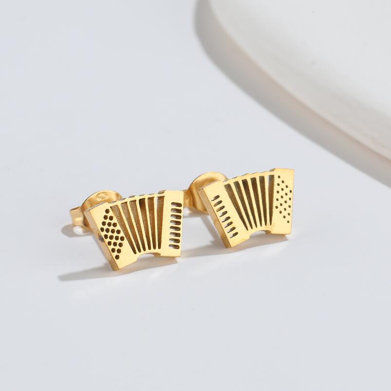 Simple Style Accordion Titanium Steel Ear Studs Plating No Inlaid Stainless Steel Earrings