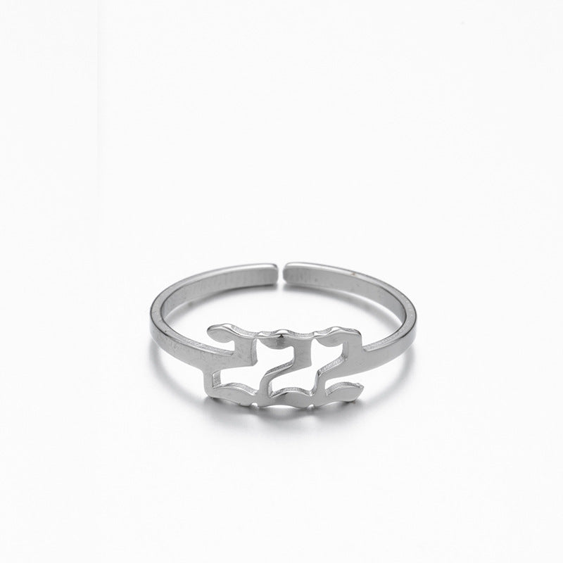 Fashion Number Stainless Steel Open Ring Plating No Inlaid Stainless Steel Rings