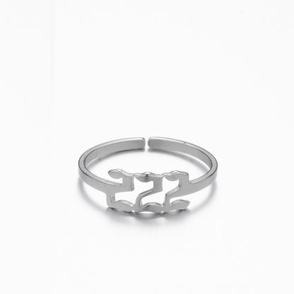 Fashion Number Stainless Steel Open Ring Plating No Inlaid Stainless Steel Rings