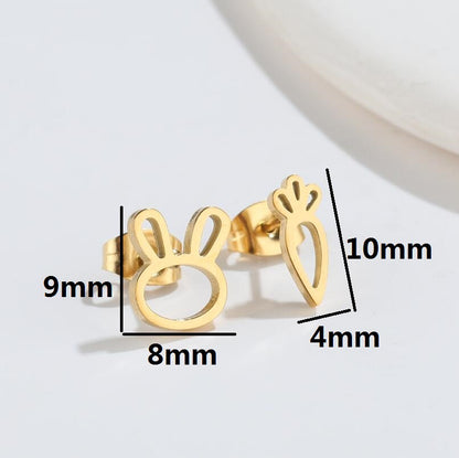 1 Pair Fashion Bunny Ears Titanium Steel Ear Studs