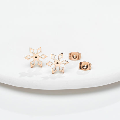 Simple Style Snowflake Stainless Steel Ear Studs Plating No Inlaid Stainless Steel Earrings