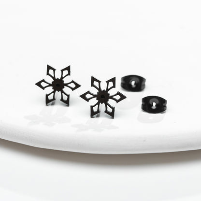 Simple Style Snowflake Stainless Steel Ear Studs Plating No Inlaid Stainless Steel Earrings