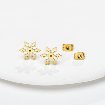 Simple Style Snowflake Stainless Steel Ear Studs Plating No Inlaid Stainless Steel Earrings